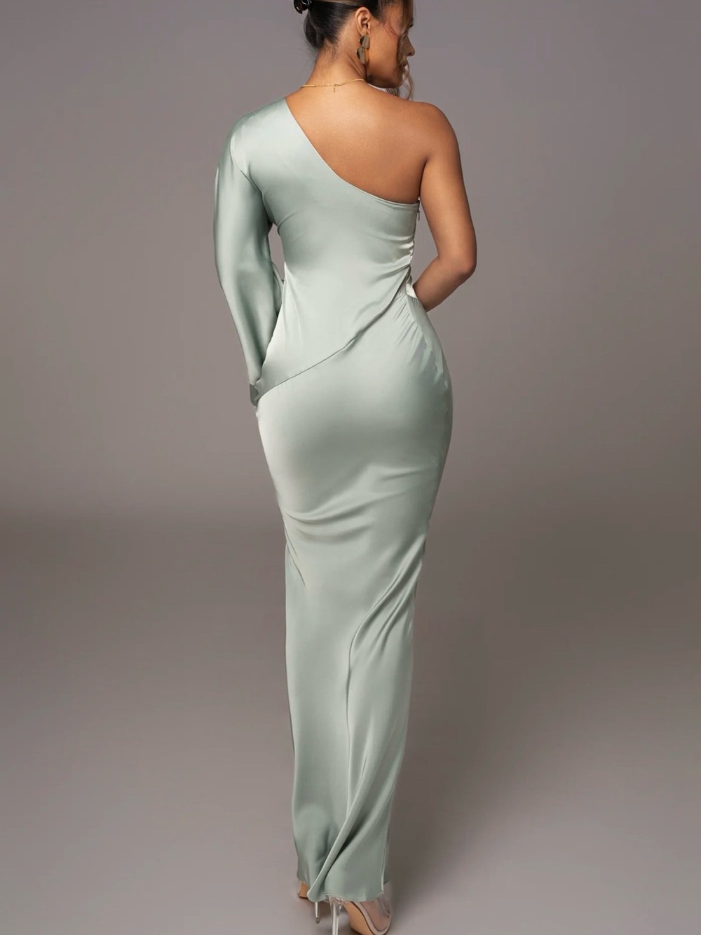 JLUXLABEL Sage One-Shoulder Satin Maxi Dress - Picture 3 of 5
